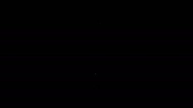Beyaz çizgi zil simgesi siyah arkaplanda izole edildi. Alarm sembolü, servis zili, el zili işareti, uyarı sembolü. 4K Video hareketli grafik canlandırması