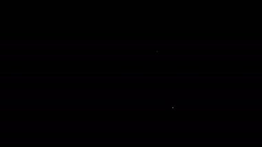 Siyah arkaplanda beyaz çizgi kare kök simgesi izole edildi. 4K Video hareketli grafik canlandırması
