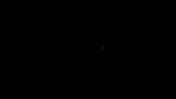 黒の背景に分離された白い線計算機アイコン。会計記号。ビジネス計算数学教育と金融。4Kビデオモーショングラフィックアニメーション — ストック動画