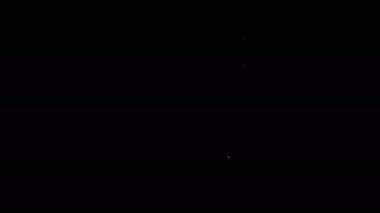 Beyaz çizgi kanıt torbası ve siyah arka planda izole edilmiş bıçak ikonu. 4K Video hareketli grafik canlandırması