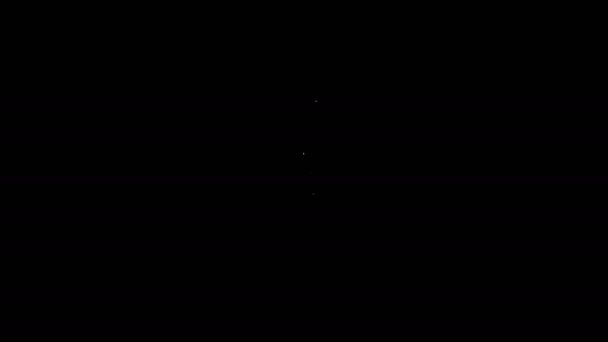 Bílá čára Lupa s ikonou hledání izolované na černém pozadí. Detektiv to vyšetřuje. Grafická animace pohybu videa 4K — Stock video