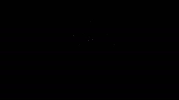 Λευκή γραμμή Ζυγαριά της δικαιοσύνης εικόνα απομονώνονται σε μαύρο φόντο. Σύμβολο του δικαστηρίου. Σημάδι ζυγοστάθμισης. 4K Γραφική κίνηση κίνησης βίντεο — Αρχείο Βίντεο