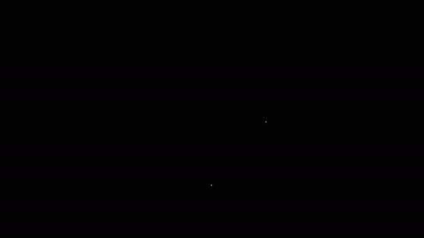 Bílá čára Hodiny ikona izolované na černém pozadí. Časový symbol. Grafická animace pohybu videa 4K — Stock video