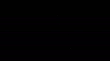 Siyah arka planda beyaz çizgi kamp gaz sobası ikonu var. Taşınabilir gaz ocağı. Yürüyüş, kamp malzemeleri. 4K Video hareketli grafik canlandırması