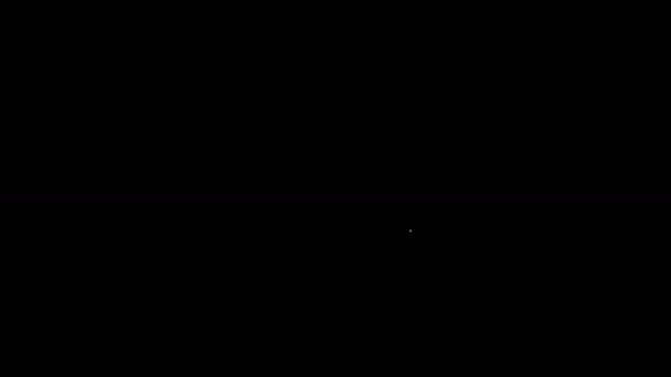 白い線黒の背景に分離裁判官のウィッグのアイコン。中世の様式のアンティーク。4Kビデオモーショングラフィックアニメーション — ストック動画