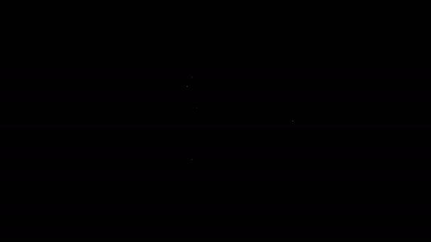 Línea blanca Icono de martillo de juez aislado sobre fondo negro. Martillo para la adjudicación de sentencias y proyectos de ley, corte, justicia. Martillo de subasta. Animación gráfica de vídeo 4K — Vídeo de stock