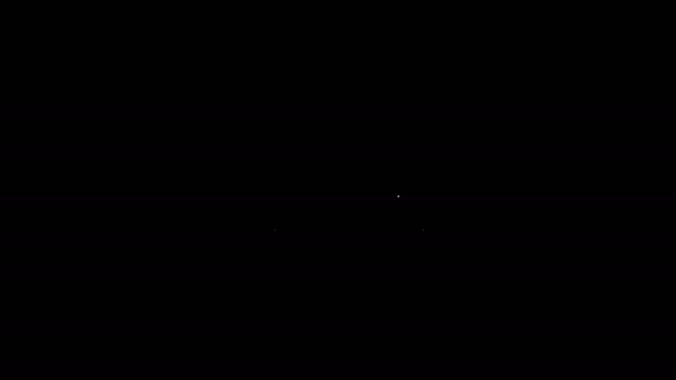 Witte lijn Auto pictogram geïsoleerd op zwarte achtergrond. 4K Video motion grafische animatie — Stockvideo