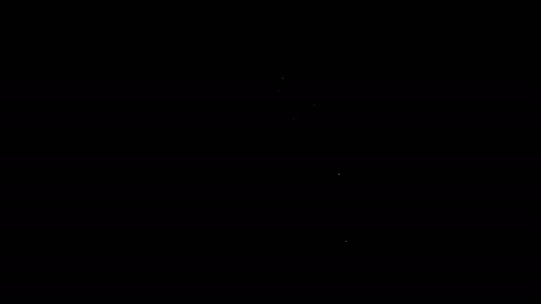 Λευκή γραμμή Camping αερίου σόμπα εικονίδιο απομονώνονται σε μαύρο φόντο. Φορητός καυστήρας αερίου. Πεζοπορία, εξοπλισμός κατασκήνωσης. 4K Γραφική κίνηση κίνησης βίντεο — Αρχείο Βίντεο