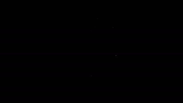 Línea blanca Cantina icono botella de agua aislado sobre fondo negro. Icono del frasco turístico. Tarro de uso del agua en la campaña. Animación gráfica de vídeo 4K — Vídeos de Stock