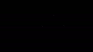 Beyaz çizgi tahta balta simgesi siyah arkaplanda izole edildi. Oduncu baltası. 4K Video hareketli grafik canlandırması