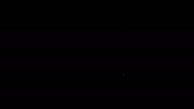 Beyaz çizgili işaret fişeği tabancası siyah arka planda izole edilmiş bir simge. Acil ateş, hedef duman. Turuncu 911 fırlatıcısı. 4K Video hareketli grafik canlandırması