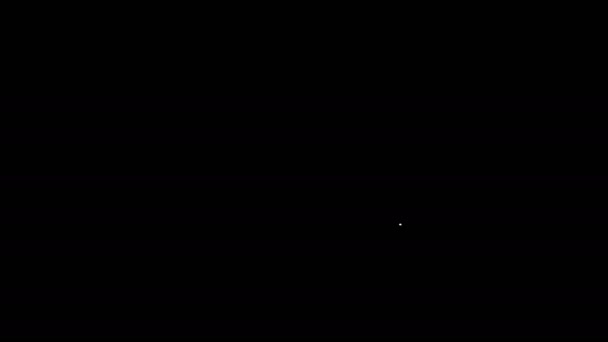 Vit linje Vikt karta med plats markör ikon isolerad på svart bakgrund. 4K Video motion grafisk animation — Stockvideo