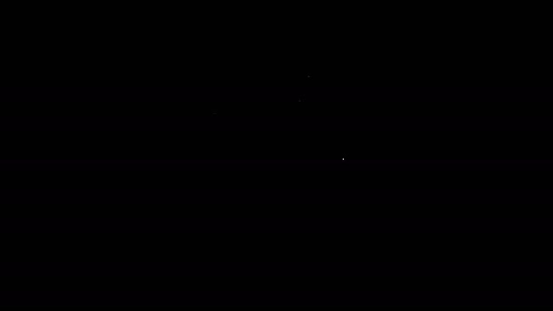 Línea blanca Icono de la cámara fotográfica aislado sobre fondo negro. Icono de cámara fotográfica. Animación gráfica de vídeo 4K — Vídeos de Stock