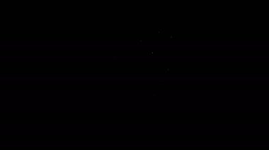 Beyaz çizgi sihirli değnek simgesi siyah arkaplanda izole edildi. Yıldız şeklinde sihirli aksesuar. Sihirli güç. 4K Video hareketli grafik canlandırması