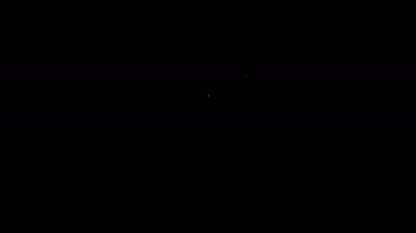 Beyaz çizgi cadı kazan simgesi siyah arkaplanda izole edildi. Mutlu Cadılar Bayramı Partisi. 4K Video hareketli grafik canlandırması