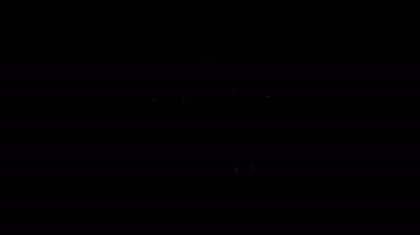 Beyaz çizgi sirk simgesi siyah arkaplanda izole edildi. Karnaval kamp çadırı. Eğlence parkı. 4K Video hareketli grafik canlandırması