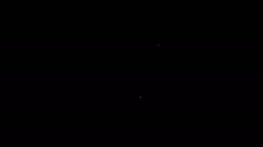 Beyaz çizgi siyah arkaplanda izole edilmiş kart simgesi oynuyor. Kumarhane kumarı. 4K Video hareketli grafik canlandırması
