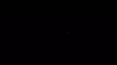 Beyaz çizgi sihirli havan topu ve tokmak simgesi siyah arkaplanda izole edildi. 4K Video hareketli grafik canlandırması