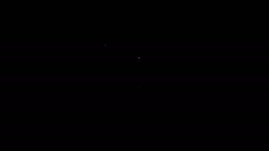 Siyah arka planda izole edilmiş kadın simgesi hakkında beyaz çizgi kitabı. 8 Mart. Uluslararası Mutlu Kadınlar Günü. 4K Video hareketli grafik canlandırması