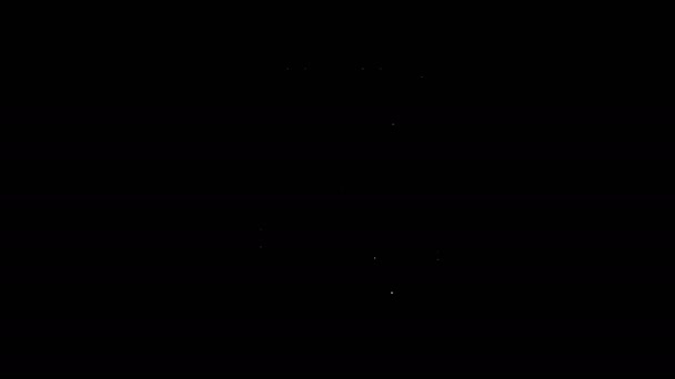 Linea bianca Icona dello zaino escursionistico isolata su sfondo nero. Campeggio e montagna esplorare zaino. Animazione grafica 4K Video motion — Video Stock