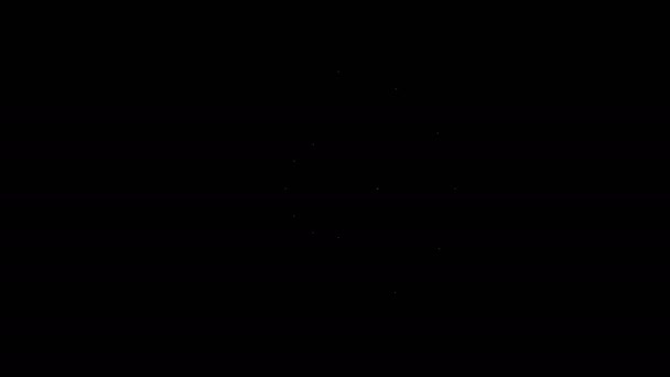 Ícone de sol de linha branca isolado no fundo preto. Símbolo de verão. Bom dia de sol. Animação gráfica em movimento de vídeo 4K — Vídeo de Stock