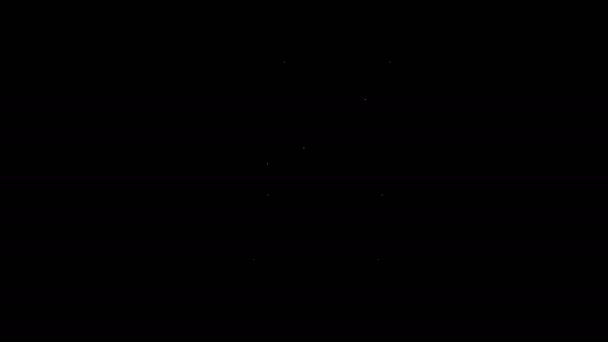 Значок "Бинокль" белой линии выделен на черном фоне. Найти программный знак. Символ шпионского оборудования. Видеографическая анимация 4K — стоковое видео