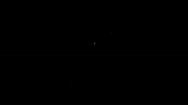 흰 선 위의 가마솥 아이콘은 검은 배경에 분리되어 있습니다. 해피 할로윈 파티. 4K 비디오 모션 그래픽 애니메이션 — 비디오