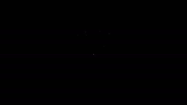 ホワイトラインギフトボックスとハートアイコンは黒の背景に隔離されています。3月8日。国際女性デー。4Kビデオモーショングラフィックアニメーション — ストック動画