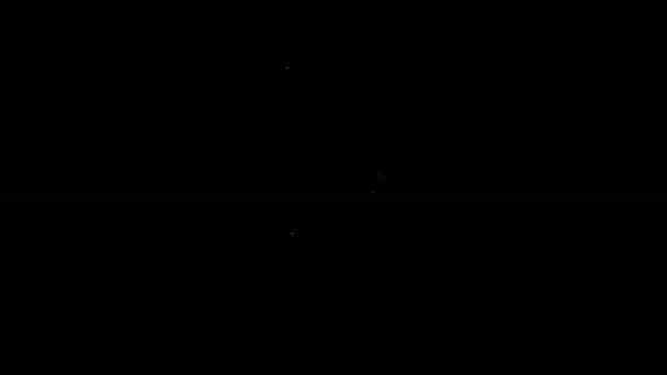 Bílá čára Diamantový zásnubní prsten ikona izolované na černém pozadí. Grafická animace pohybu videa 4K — Stock video
