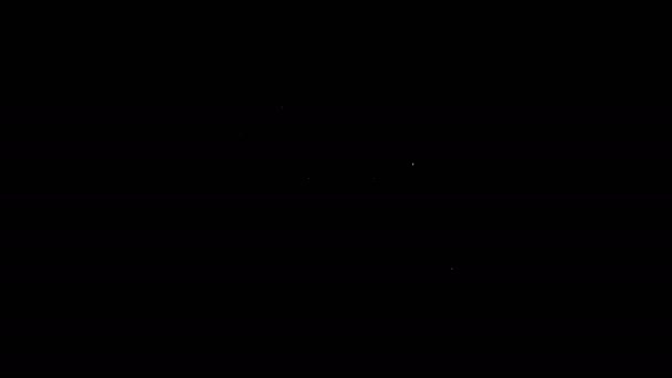 ブラックの背景に分離されたホワイトライン電気ドリルマシンアイコン。修理用具。4Kビデオモーショングラフィックアニメーション — ストック動画