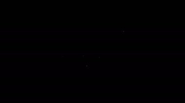 Beyaz çizgi testeresi simgesi siyah arkaplanda izole edildi. 4K Video hareketli grafik canlandırması