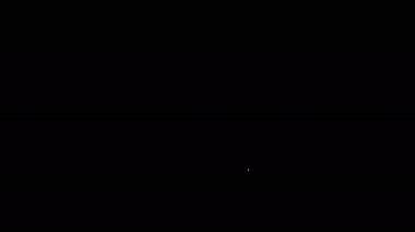 Beyaz çizgili çimento torbası simgesi siyah arkaplanda izole edilmiş. 4K Video hareketli grafik canlandırması
