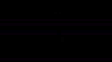Siyah arkaplanda beyaz çizgi kürek simgesi izole edildi. Bahçe aletleri. Bahçecilik, tarım, çiftçilik aleti. 4K Video hareketli grafik canlandırması
