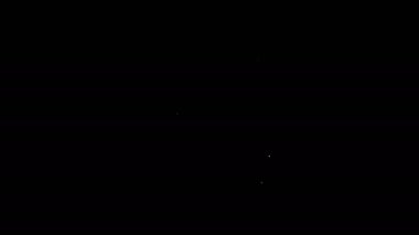 Beyaz çizgi astronot başlığı simgesi siyah arkaplanda izole edildi. 4K Video hareketli grafik canlandırması