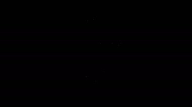 Beyaz çizgi uzay kapsülü kara arkaplanda izole edilmiş paraşüt ikonu ile Dünya 'ya dönüyor. 4K Video hareketli grafik canlandırması