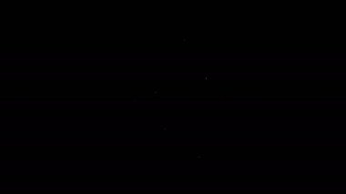 Beyaz çizgi UFO siyah arka planda izole edilmiş inek simgesini kaçırır. Uçan daire. Uzaylı uzay gemisi. Gelecekteki bilinmeyen uçan nesne. 4K Video hareketli grafik canlandırması