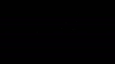 Beyaz çizgi uydu simgesi siyah arkaplanda izole edildi. 4K Video hareketli grafik canlandırması