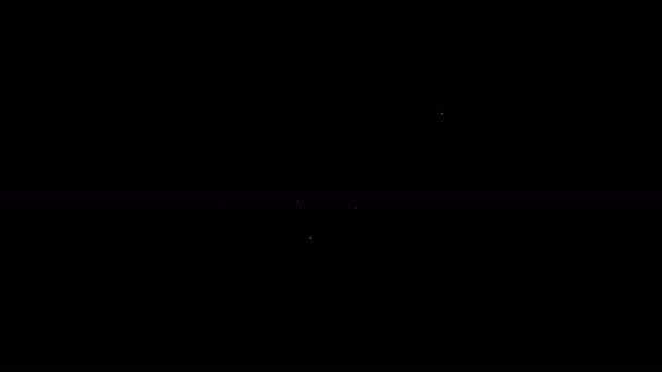 Línea blanca Icono de motosierra aislado sobre fondo negro. Animación gráfica de vídeo 4K — Vídeo de stock