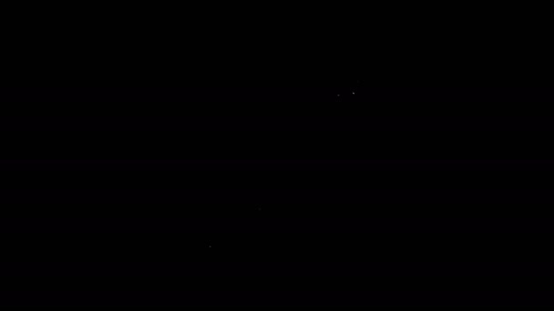 Linha branca ícone Hacksaw isolado no fundo preto. Serra de metal para madeira e metal. Animação gráfica em movimento de vídeo 4K — Vídeo de Stock