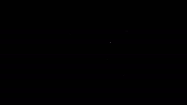 ホワイトライン黒の背景に絶縁された電気ホットグルーガンアイコン。ホットピストル接着剤。ホット修理作業家電シリコン。4Kビデオモーショングラフィックアニメーション — ストック動画