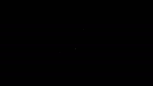 Línea blanca Icono de la carretilla aislada sobre fondo negro. Equipo de herramientas. Agricultura carro rueda granja. Animación gráfica de vídeo 4K — Vídeo de stock