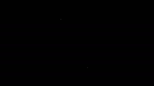 Иконка линейки линейки White line на черном фоне. Setsquare, угловой рулер, плотник, Озил, масштаб. Видеографическая анимация 4K — стоковое видео