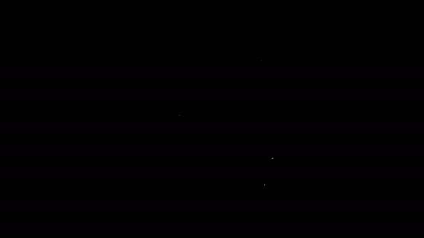 ホワイトライン黒の背景に隔離された宇宙飛行士のヘルメットアイコン。4Kビデオモーショングラフィックアニメーション — ストック動画
