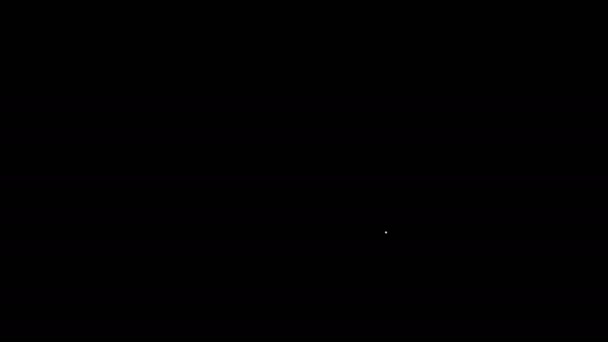 黒の背景に隔離された白い線の惑星アイコン。4Kビデオモーショングラフィックアニメーション — ストック動画