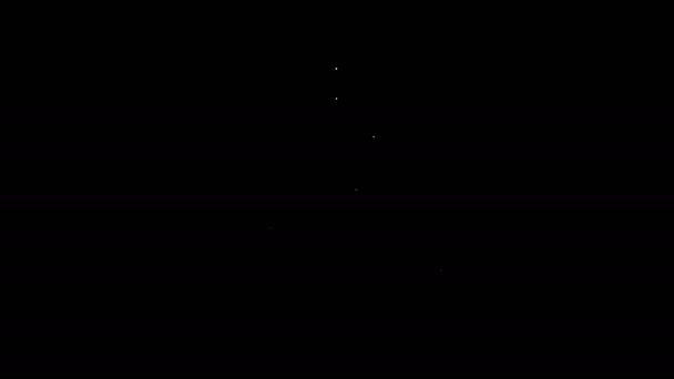 Witte lijn pictogram zonnestelsel geïsoleerd op zwarte achtergrond. De planeten draaien om de ster. 4K Video motion grafische animatie — Stockvideo