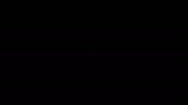 Beyaz çizgi uydu simgesi siyah arkaplanda izole edildi. 4K Video hareketli grafik canlandırması