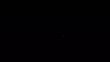 Beyaz çizgi uzaylı simgesi siyah arkaplanda izole edildi. Uzaylı yüzü ya da kafa sembolü. 4K Video hareketli grafik canlandırması