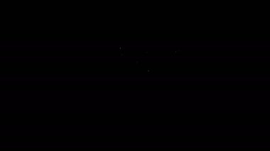 Beyaz çizgi Teleskop simgesi siyah arkaplanda izole edildi. Bilimsel bir alet. Eğitim ve astronomi elementi, dürbün ve çalışma yıldızları. 4K Video hareketli grafik canlandırması