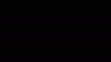 Beyaz çizgi Roket fırlatması siyah arkaplanda izole edilmiş uzay simgesinden. Uzaya roket fırlatın. 4K Video hareketli grafik canlandırması