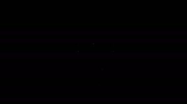 Beyaz çizgi uzay mekiği ve roket ikonu siyah arka planda izole edildi. 4K Video hareketli grafik canlandırması